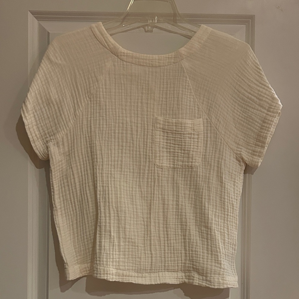Madewell Cream Textured Women's Top with button down back